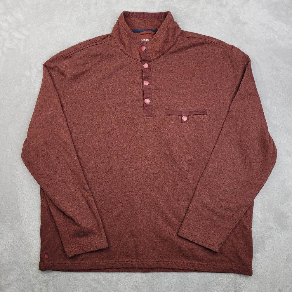 UNTUCKit‎ Pullover Sweater Mens 2XL Red Henley Snap Button Up Casual Pocket Prep